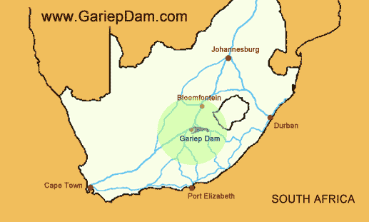 Gariepdam Map in central South Africa